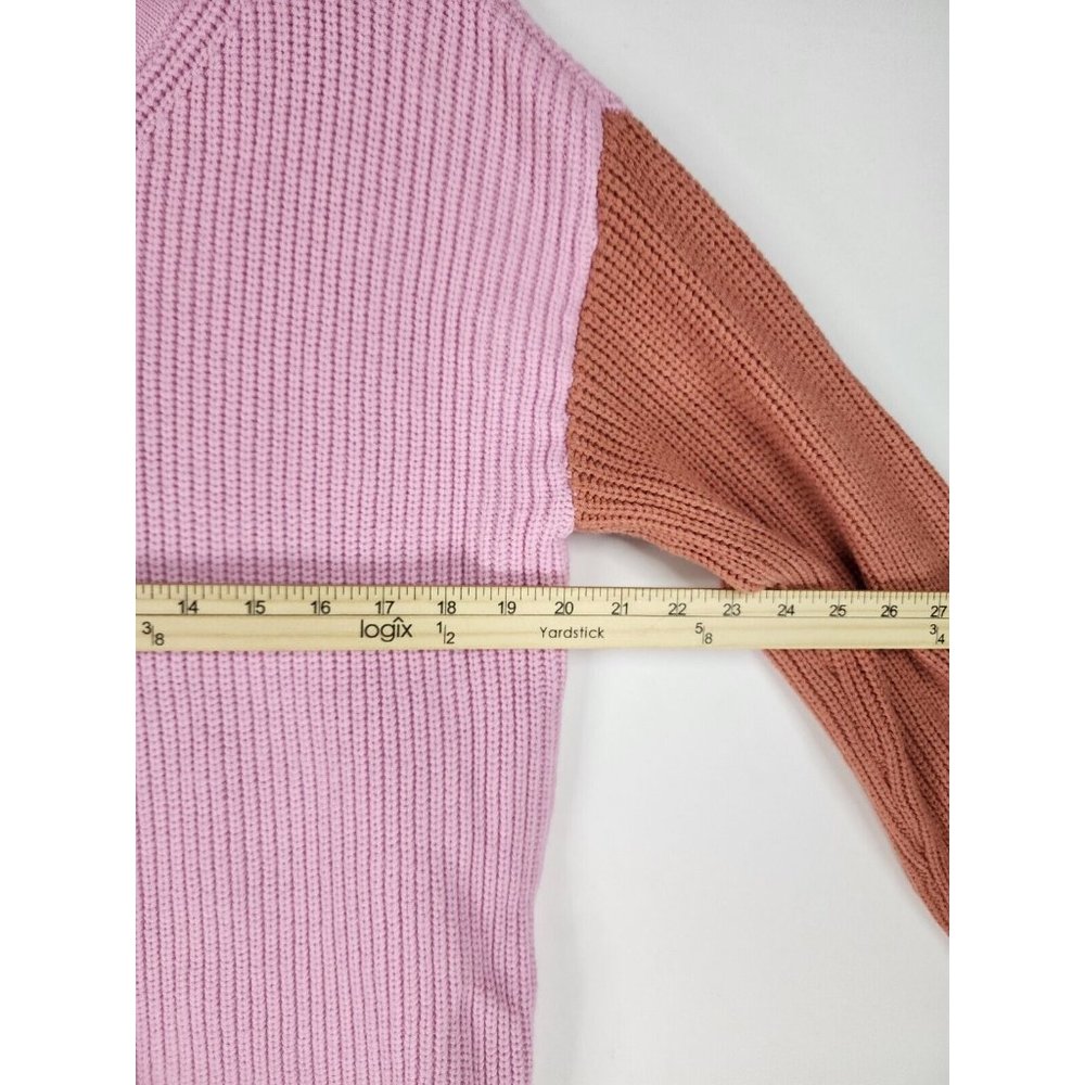 Dee Elly Sweater Womens Small Multi Color Block V Neck Knit Preppy Drop Shoulder - Picture 12 of 13
